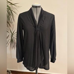 Vintage 90s Polka Dot Tie Neck Blouse // Dark Academia Chic